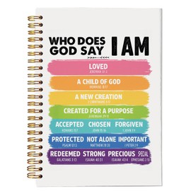 bitCNY Bible Verse Notebook 5.5 x 8.3 Inches – “Who Does God Say I Am” Scripture Journal with Rainbow Design, Christian Gift, Inspirational Writing Notebook for Women & Teens 453