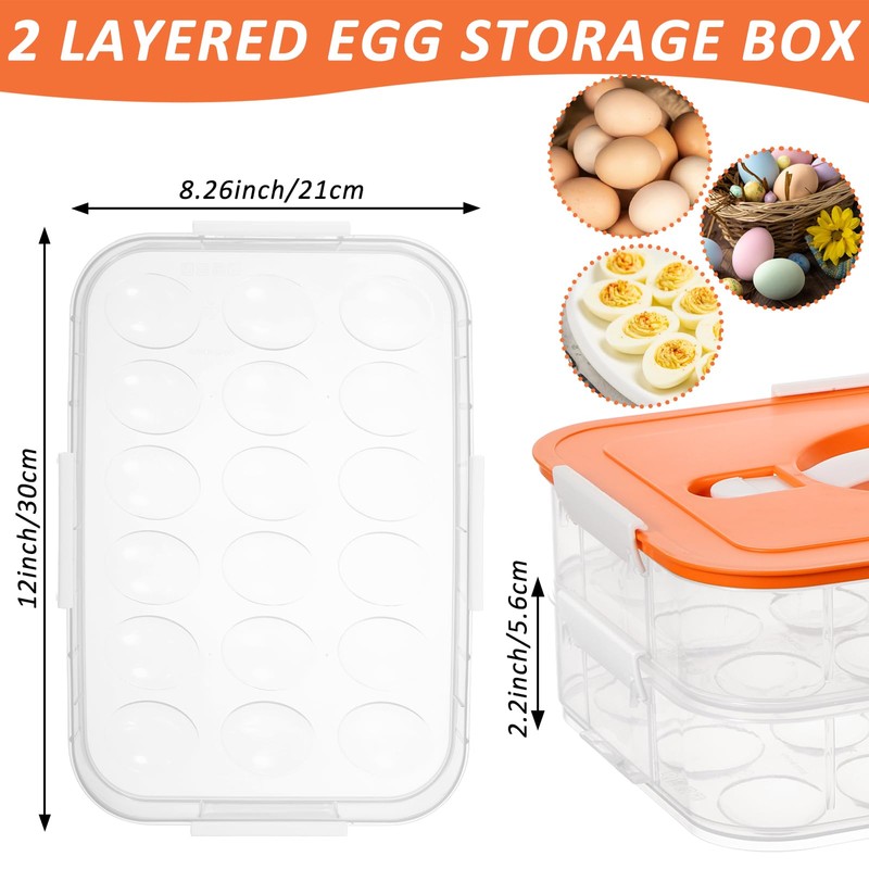 2-Layer Deviled Egg Containers with Lid, 36 Slots Plastic Detachable
