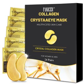 24 Pairs Eye Pad Mask, Eye Pads Against Dark Circles, Gel Eye Patches, Eye Pads Against Eye Bags, Hyaluronic Eye Pads, Eye Care for Men and Women, Moisturising, Yellow