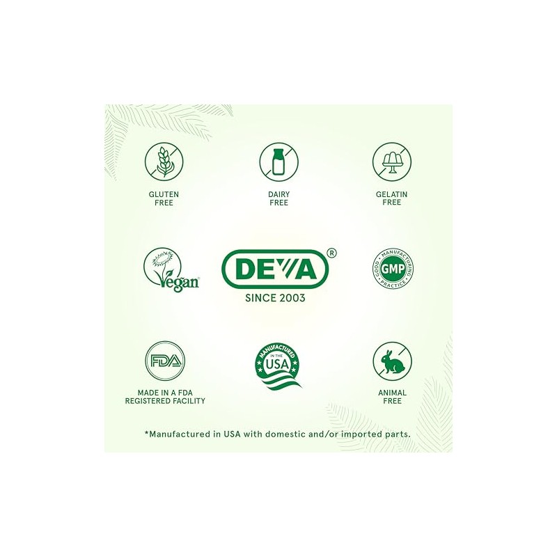 DEVA Vegan Vitamins Vegan DHA (Algae) 200mg Vegan Softgels, 90-Count
