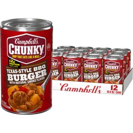 Campbell's Chunky Texas-Style BBQ Burger with Natural Smoke Flavor Soup, 18.8 oz Can (Pack of 12)