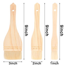 SOUJOY 6 Pieces Hake Brushes, Sheep Hair Hake Paint Brush for Watercolor, Wooden Handle Flat Painting Brushes for Wood Wall Model House Painting, DIY, Crafts and Encaustic, Ceramic and Pottery
