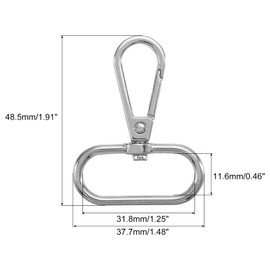 sourcing map 10Pcs Swivel Clasps, 1.25 Inch Oval Ring Lobster Clasp Claw Metal Push Gate Snap Hook for Purse Making Keychain Belt Strap, Silver