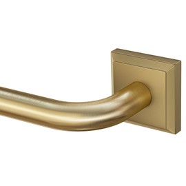 Brushed Gold Curtain Rods for Windows 48-90 Inch (4-7.5 ft), Heavy Duty Wrap Around Blackout Curtain Rod, Adjustable Room Darkening Drapery Rod for Bedroom, Living Room & Sliding Door