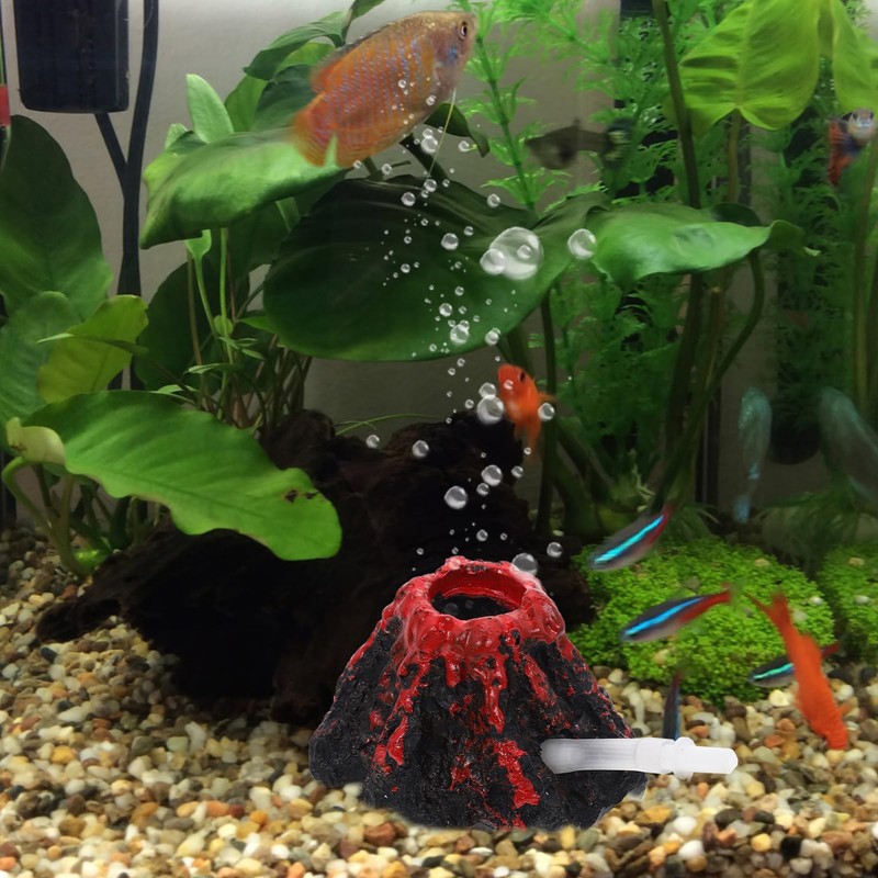 NOLITOY Aquarium Decorations Volcano Landscape Fish Tank Bubbler Ornaments for