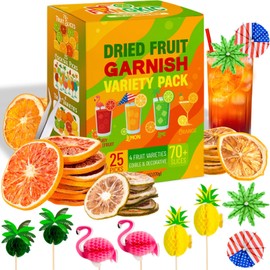 Dehydrated Citrus Slices Set, 4 Varieties, 70+ Pieces - Christmas Cocktail/Food Garnishing - Citrus Potpourri - Lemon/Lime/Orange/Grapefruit - Includes 25 Paper Umbrellas and Tweezers - Gift Box