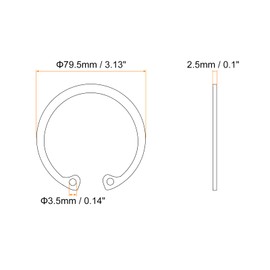 sourcing map 2Pcs 75mm Internal Retaining Ring Circlip, 304 Stainless Steel Internal Circlip Snap Rings C-Clips for Grooved Shafts Studs, Silver Tone