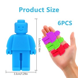 ORUZA Sensory Chew Necklace, 6 PCS Robot Men Chew Necklace for Teething, ADHD, Autism, Biting Needs, Oral Motor Chewy Teether for Autistic Children Baby Boys&Girls