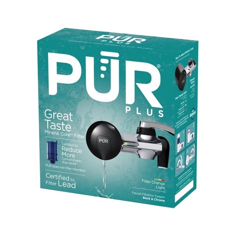PUR Faucet Water Filter, PFM200B, Black and Chrome