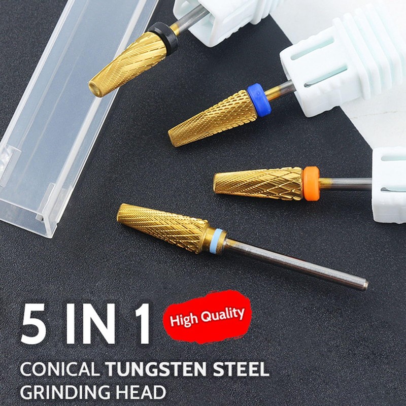 Nail Drill, 5-in-1 Multifunctional Replacement Tungsten Steel Nail File Bits