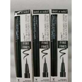 Wet N Wild 3 Wet n Wild Proline Felt Tip Eyeliner-875B Black Noir For Fine Lines-0.017oz.
