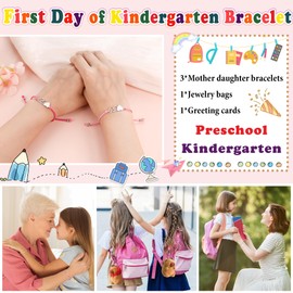 Smilebelle First Day of Kindergarten Bracelet Mommy and Me, 3PCS First Day of Kindergarten Gift Matching Back to School Outfits for Girls, 1st day of school Gifts as PreK Bracelets for Daughter