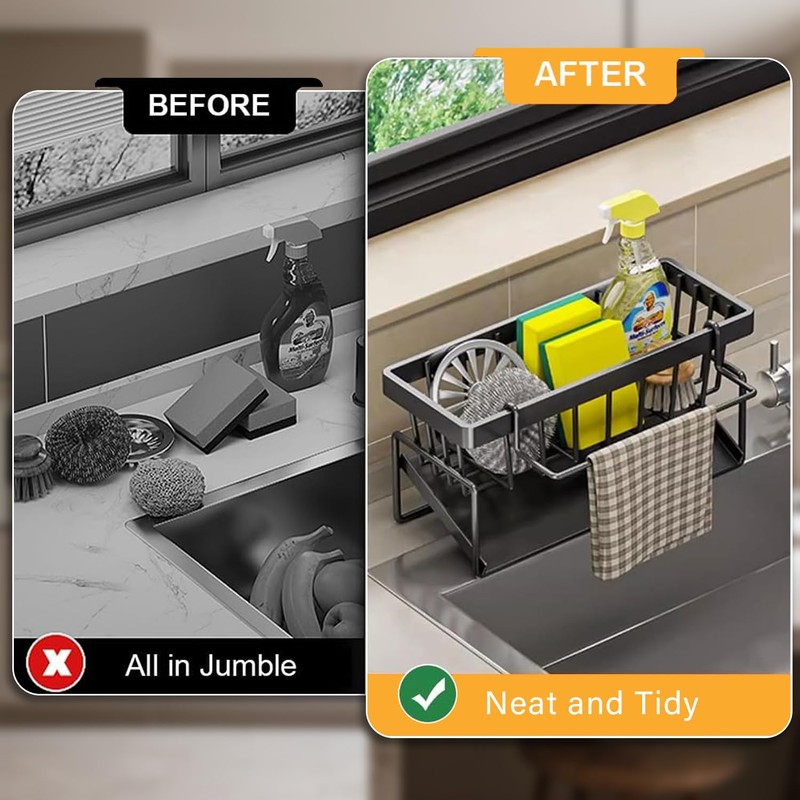 huipinghu Kitchen Sink Caddy Storage & Organisation, Sink Tidy, Accessories-Stainless