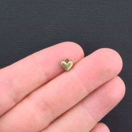 Unbranded 20 Tiny Heart Charms Antique Bronze Tone 2 Sided - BC929