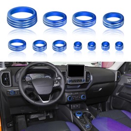SENSHINE Air Condition, Vent Knob Cover for 2021-2023 2024 2025 Ford Bronco Sport Accessories AC Climate Headlight Contorl Volume Tune Switch Ring 4WD Knob Gear Shift Switch Knob Covers 11Pcs (Blue)