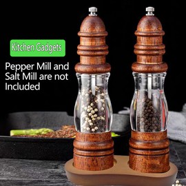 Salt and Pepper Mill Tray, 1Pack Wood Tray Pepper Mill Holder, Inner Dia 2.56 Inch, Salt and Pepper Mill Tray Salt and Pepper Holder Kitchen Accessories for Pepper Mill Pepper Grinder Shakers