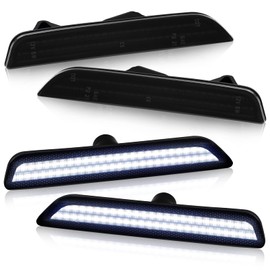 D-Lumina LED Side Marker Lights Dual Rows White Compatible with Fo-rd Mustang 2010-2014, Smoked Lens Front & Rear Fender Side Markers, Driver & Passenger Side Bumper Lights, Pack of 4