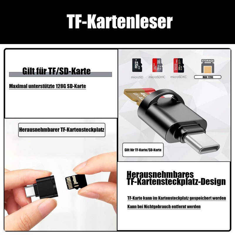 Powice Card Reader USB C, TF Memory Card Reader, Micro