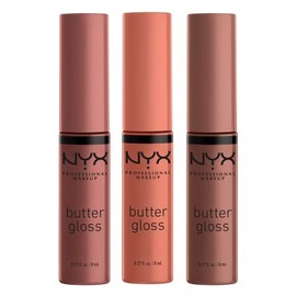 NYX PROFESSIONAL MAKEUP Butter Gloss Brown Sugar - Pack Of 3 Lip Gloss (Sugar High, Spiked Toffee, Butterscotch)