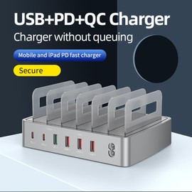 Docooler 72W Intelligent Charging Station with 6 Ports USB Charging Dock for Multiple Devices Compatible with Mobile Phones, Tablets and Other Electronic Devices