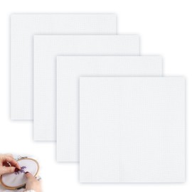 4 Pieces Cross Stitch Fabric, Aida Cloth White Embroidery Fabric 14 CT, Aida Fabric for Embroidery, Cross Stitch Cloth Counting Fabric for Embroidery, DIY Embroidery Fabric, Sewing, Crafts,