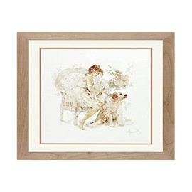 Lanarte Counted Cross Stitch Kit: Girl in Chair with Dog (Linen), Cotton, NA, 39 x 49cm