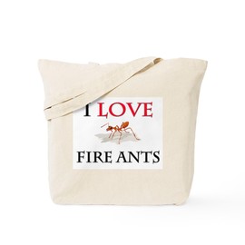 CafePress I Love Fire Ants Tote Bag Reusable Natural Beige Canvas Shopping Bag