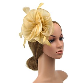 DRESHOW Fascinators Hat Tea Party Headwear Ribbons Feathers on a Headband and a Clip for Girls and Women
