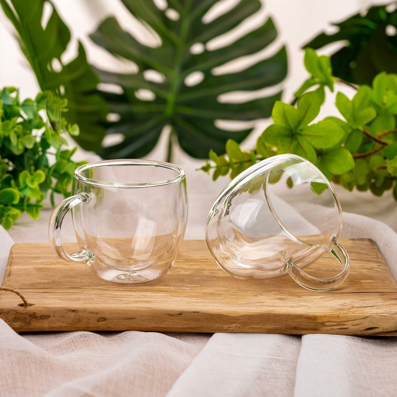 Stylusella Double Wall Glass Espresso Cups 5oz/150ml, A set of