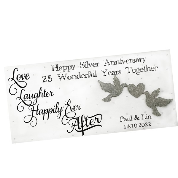 25th Silver Wedding Anniversary Card Money Voucher Wallet Card Personalised