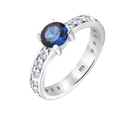 Elli Women's Solitaire Ring Sapphire Blue with Zirconia Crystals in 925 Sterling Silver, Crystal, Sapphire