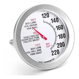 Termómetro de Cocina para Carne, Apto para Horno y Asador, Acero Inoxidable, Analógico, 100-200 °F