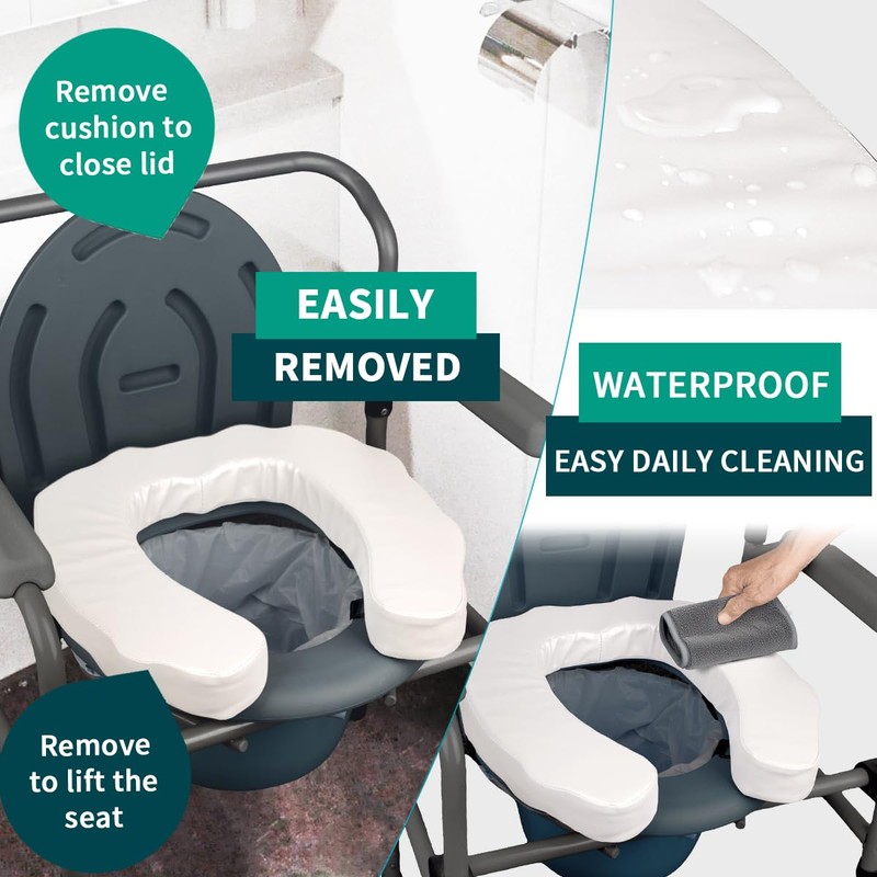 QIUCHA U-Shaped Padded Commode Seat Cushion – 2" Thick Raised