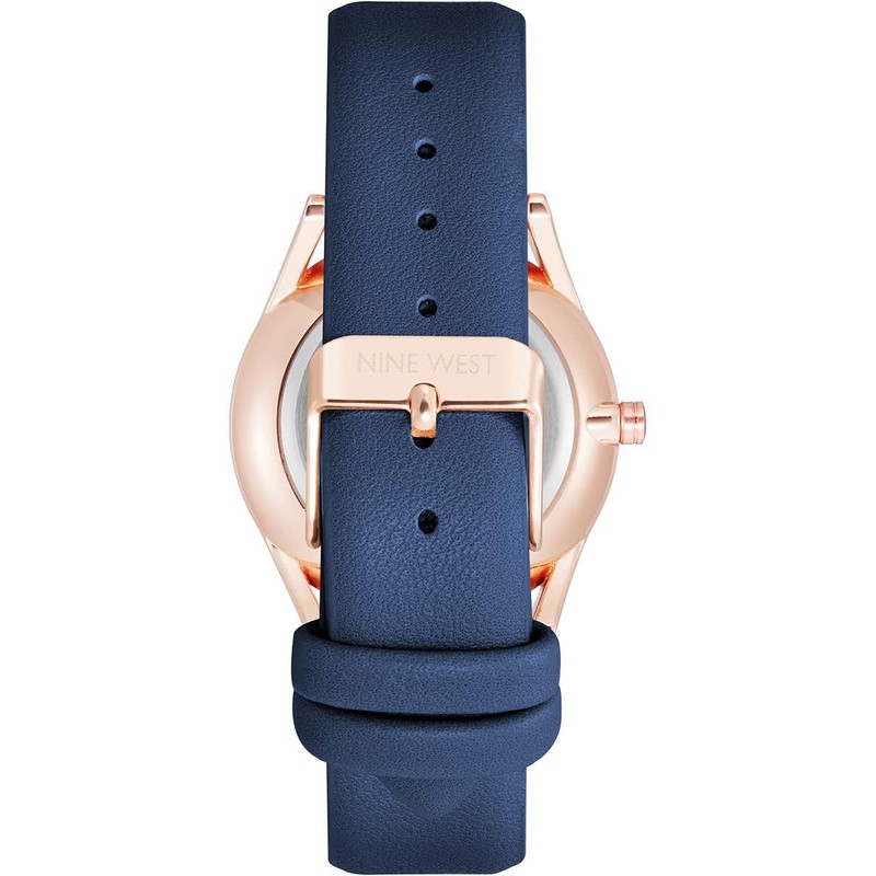 NINE WEST Women's Strap Watch, Blue, Minimalist Classic