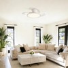 48 inch White Slim Retractable Ceiling Fan with Light and