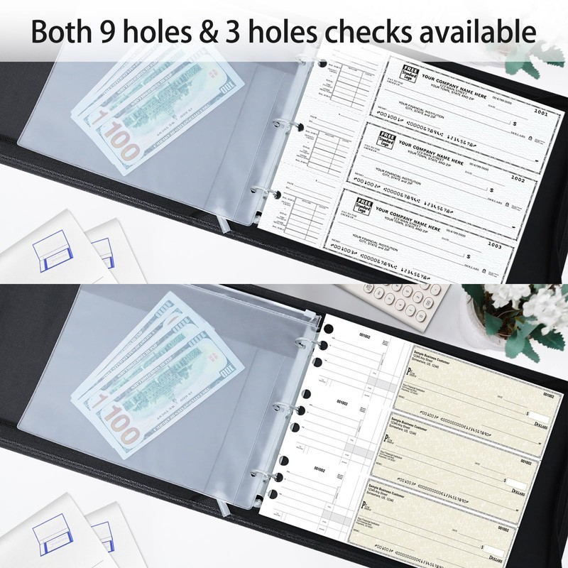 LLi Cufite 3 Rings Check Binder for End-Stub Deskbook Checks,