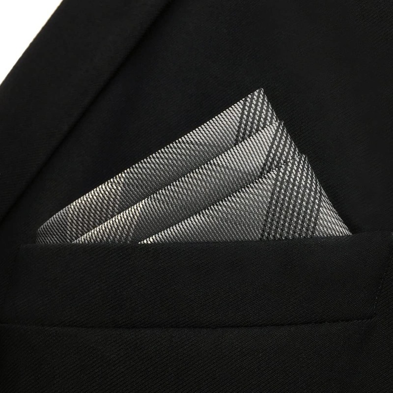 S1 SHLAX&WING Check Grey Men's Necktie 100% Silk, 12.6 x