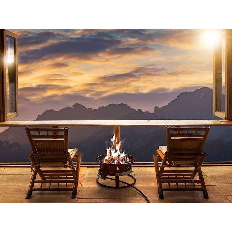 Deluxe Outdoor Portable Propane Gas Fire Pit with Cover &