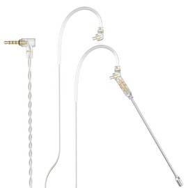 Cubilux Cable de Auriculares 3.5mm 2 Pines 0.78mm con Micrófono Boom Desmontable, Repuesto de Cable IEM con Alambre OFC Chapado en Plata para Música, PC, Gaming y Streaming, 1.2m
