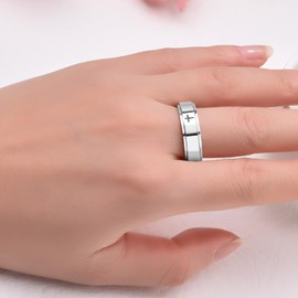 Gifts for Son Cross Rings Fidget Ring Anillos Para Hombre Mens Spinning Silver Rings for Anxiety Inspirational Birthday Gifts for Men