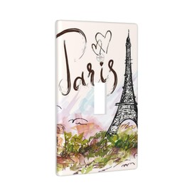 Paris Eiffel Tower Light Switch Cover Decorative Single Toggle Wall Plate 1-Gang Art Electrical Faceplate for Home Bedroom Decor 4.50" x 2.76"