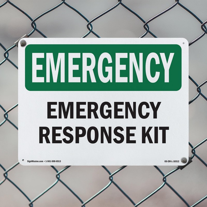 Response Kit OSHA Emergency Rigid Plastic Sign 10 Inch x