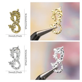 SILPECWEE 30pcs Dragon-Shape Nail Charms 3D Nail Rhinestones Jewels Dragon Nail Charm Alloy Nail Studs Gem Crystals Nail Art Decoration for Nail Supplies Craft Making Jewelry