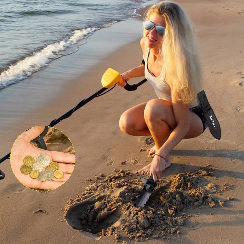 Metal Detector Shovel, LRLXE Sturdy Heavy Duty Double Serrated Edge