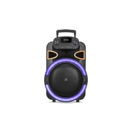 Fisher Bluetooth PA Stereo Speakers System-Karaoke Portable Wireless DJ, 15" 80W Peak Power, Loud HD Sound & LED Lights, Rechargeable, TWS, Equalizer, MIC Input, FM Radio, Indoor/Outdoor Party