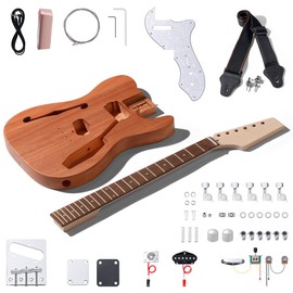 Leo Jaymz DIY TL Semi-Hollow Style Electric Guitar Kits with Mahogany Body and Maple Neck - Laurel Wood Fretboard and All Components Included（TL Hollow）