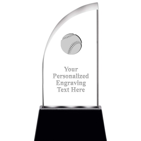 Baseball Sail Radianz Light Up Crystal Award, 6.5" Personalized Baseball