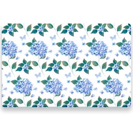 WRAPAHOLIC 50 Sheets Hydrangea Floral Paper Place Mats - 11 x 17 Inch Disposable Placemat Blue Hydrangea Decorative Paper Table Mats for Dinner Table Setting Wedding Party Supplies