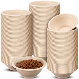 Thenshop 200 Pcs Disposable Pet Bowls Bulk Travel Paper Food Bowls for Small Dogs Puppy Cat Food Dish Safe Container for Outdoor Small Animal Feeding and Watering Supplies(12 oz)