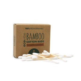 Ecovibe Plastic-Free Bamboo Cotton Buds - Eco-Friendly & Naturally Made Qtips - Sustainably Sourced, Vegan Friendly & Biodegradable - Includes 100x Cotton Buds
